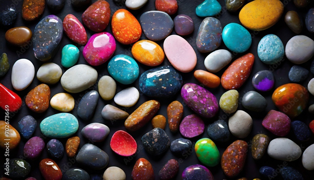fullframe of colorful pebble on dark background fullframe of colorful pebble on dark background