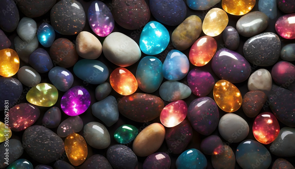 fullframe of colorful pebble on dark background fullframe of colorful pebble on dark background
