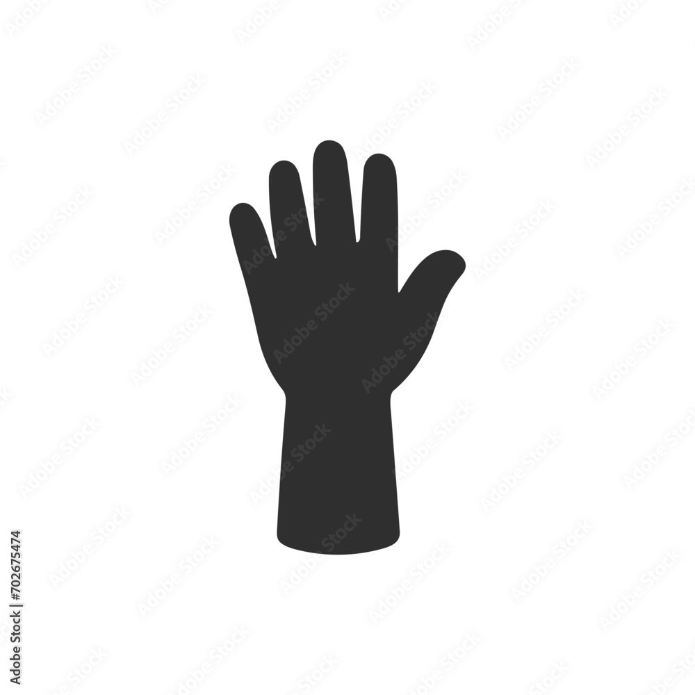 Vector image of a black hand in a flat style, ideal for icons, signs, user interfaces or educational materials. Vector image of a black hand in a flat style, ideal for icons, signs, user interfaces or educational materials.