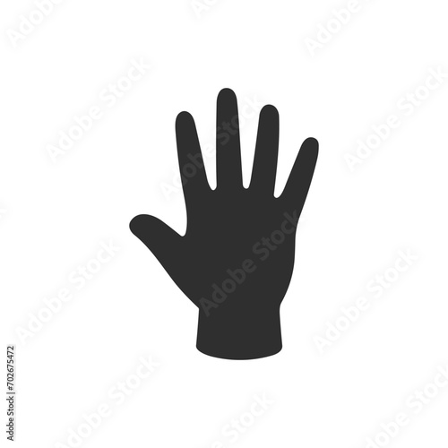 Vector outline black hand with open palm, flat graphic design, hand icon.