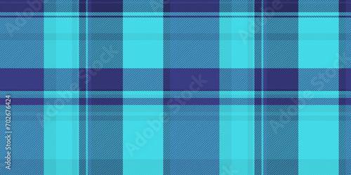 Simple vector tartan plaid, teenage textile fabric pattern. Nostalgia seamless background texture check in cyan and blue colors.