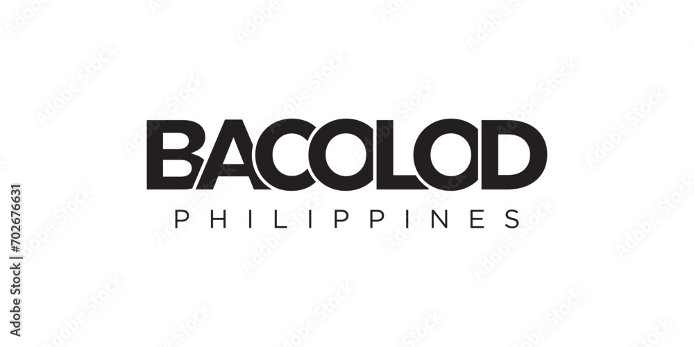 Bacolod in the Philippines emblem. The design features a geometric style, vector illustration with bold typography in a modern font. The graphic slogan lettering. Bacolod in the Philippines emblem. The design features a geometric style, vector illustration with bold typography in a modern font. The graphic slogan lettering.