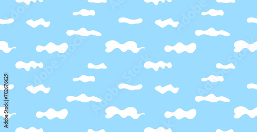 Blue sky with cloud for summer and spring background. Vector. Paper origami art design. Frame