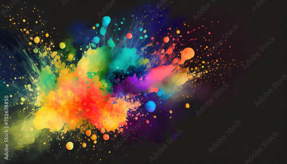 Isolated colorful splashes on a dark backdrop. eruption of abstract, watercolor art effect Isolated colorful splashes on a dark backdrop. eruption of abstract, watercolor art effect