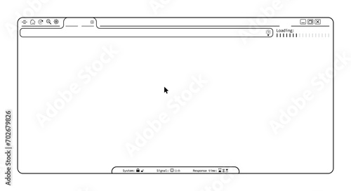 Simple editable internet browser webpage, blank website template vector design. Editable lines web browser with web icons illustration. Homepage mockup background illustration. 