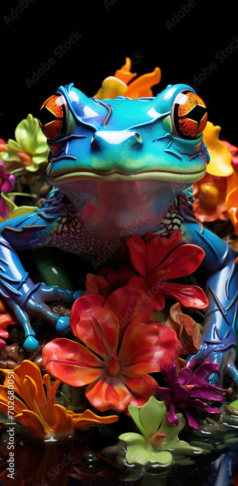 Frogs of various colors, generative ai