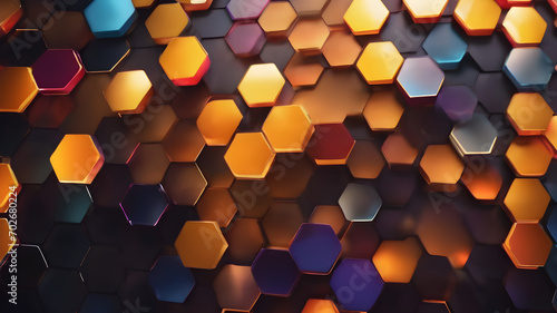 Abstract background of squares, Colorful hexagons pattern wallpaper, metal texture pattern wallpaper, 