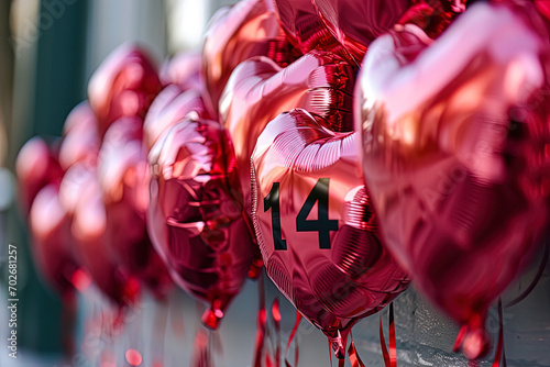 Number 14 written on a Heart-shaped balloon