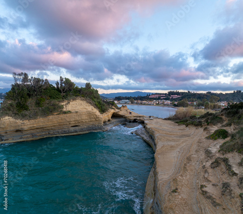 Corfu, Greece. Famous Canal d'Amour beach with beautiful rocky coastline. Sidari village.