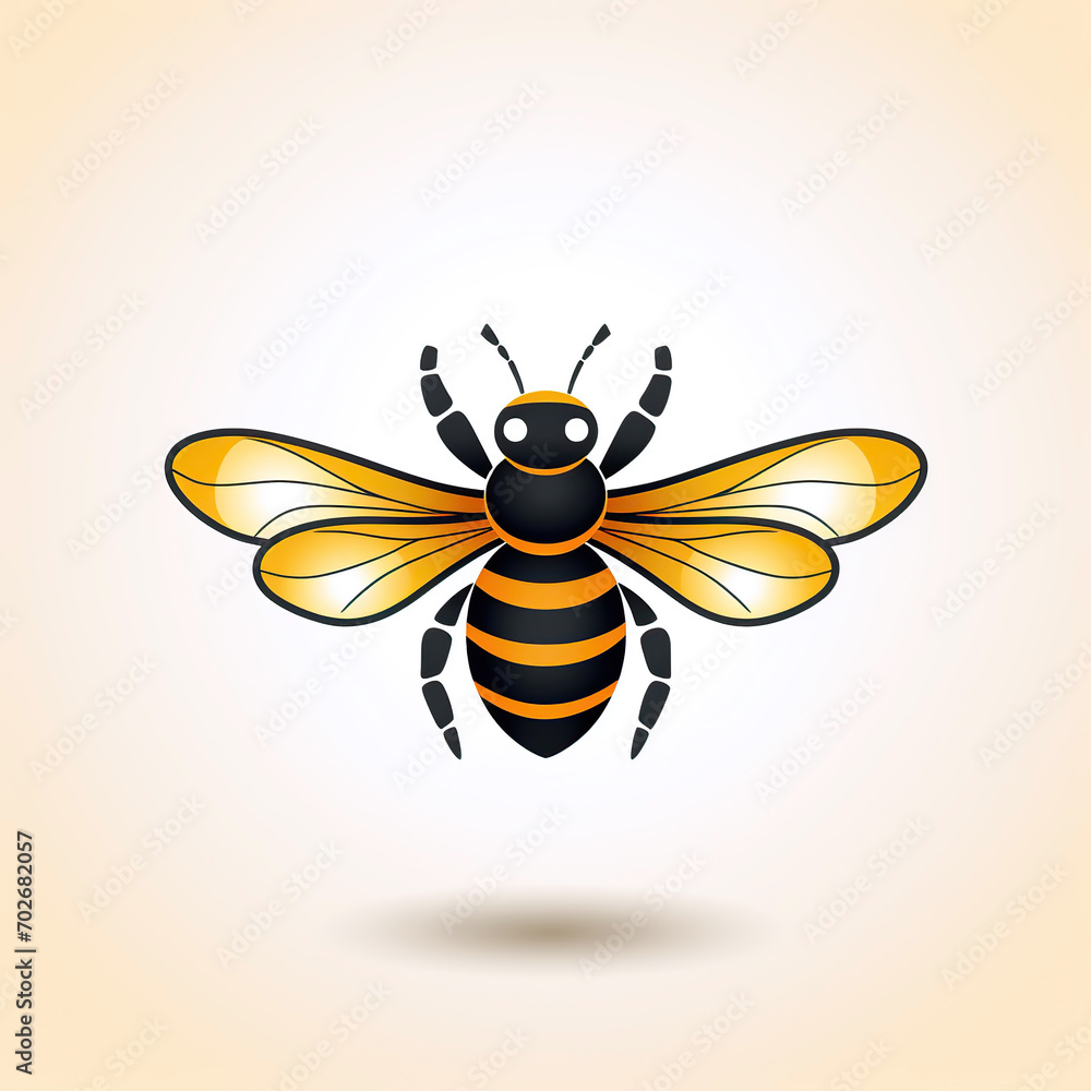 Minimalistic logo emblem symbol with bee on an isolated white background. Label sign for company with beehives and honey production Minimalistic logo emblem symbol with bee on an isolated white background. Label sign for company with beehives and honey production