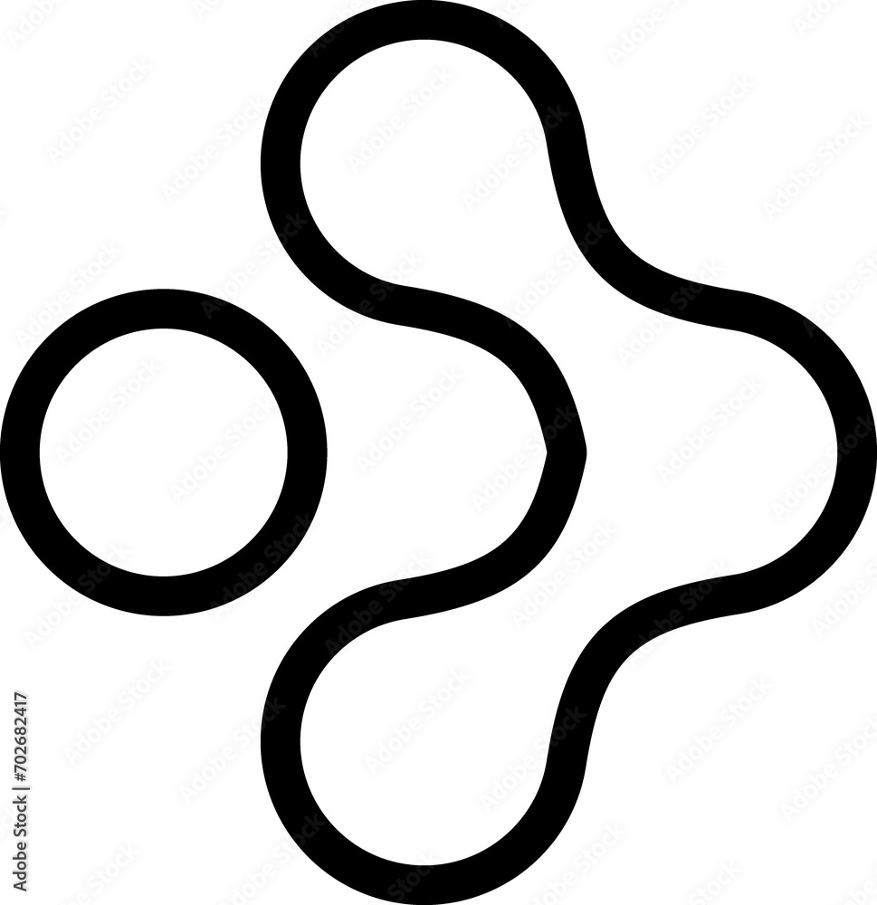 Fototapeta premium Abstract geometric y2k line black icon