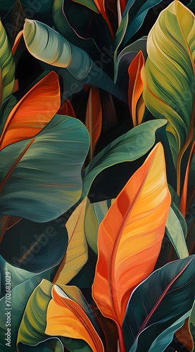 Wallpaper Mural green leaves nature background, closeup leaves texture, tropical leaves Torontodigital.ca