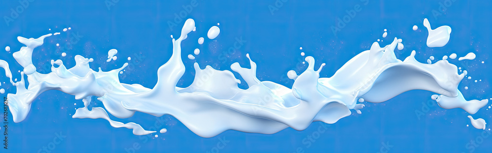 splash milk isolated on blue background. 