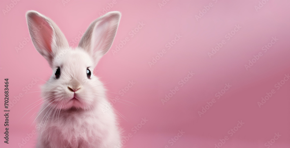 Cute pink bunny on pink background Cute pink bunny on pink background