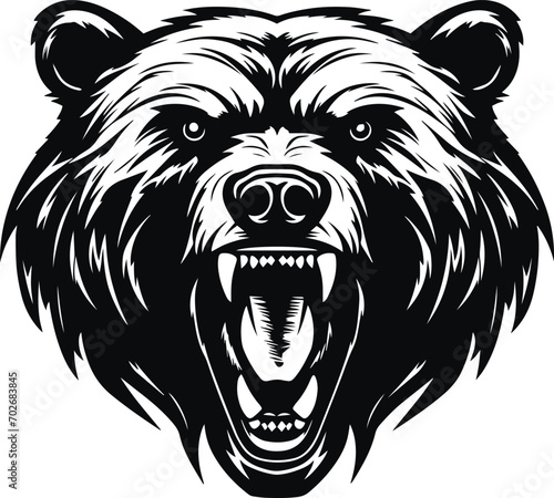 Bear head vector, Angry bear head icon, bear head logo, Illustration Vector	
