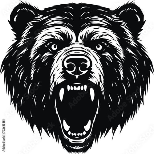 Bear head vector, Angry bear head icon, bear head logo, Illustration Vector	