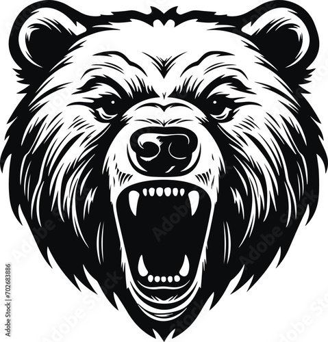 Bear head vector, Angry bear head icon, bear head logo, Illustration Vector	