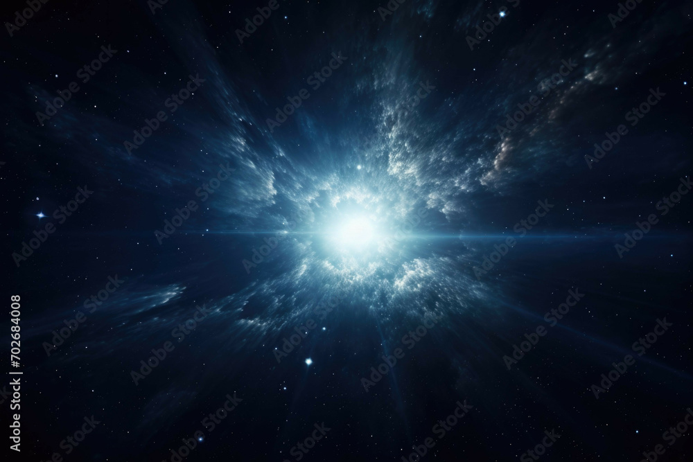 Naklejka premium A wide angle shot of a distant galaxy, with a bright star visible in the center