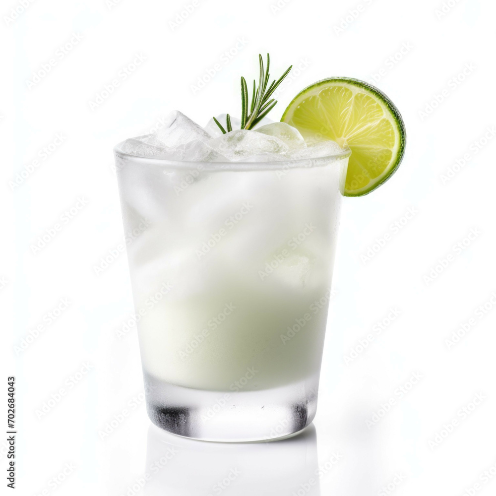 Gin Fizz Cocktail, isolated on white background Gin Fizz Cocktail, isolated on white background