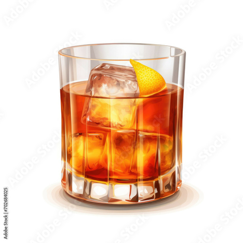 Old Fashioned Cocktail, isolated on white background