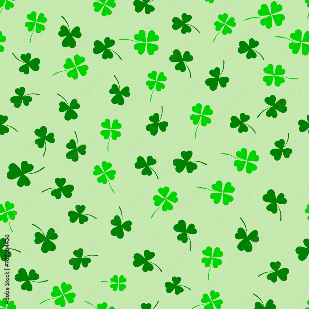Clover Saint Patrick Day pattern seamless background. Design with shamrock for print, clothing, fabric Clover Saint Patrick Day pattern seamless background. Design with shamrock for print, clothing, fabric