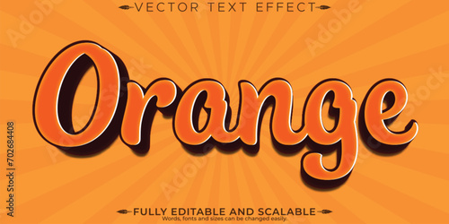 Orange text effect, editable retro and vibrant customizable font style
