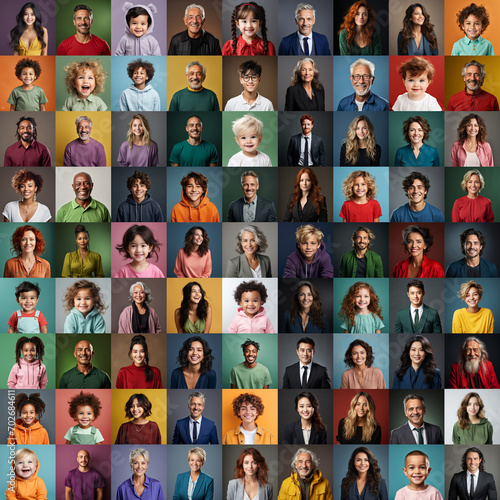 Collage of people portraits from different generations