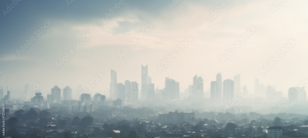Smog city from PM 2.5 dust, Cityscape of buildings with bad weather and air pollution,Toxic haze in the city, Unhealthy air pollution dust, environment, Blurred image Smog city from PM 2.5 dust, Cityscape of buildings with bad weather and air pollution,Toxic haze in the city, Unhealthy air pollution dust, environment, Blurred image