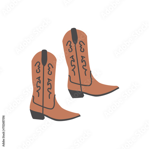 Jockey horse riding short boots. Equine accessories for horseback rider. Equestrian sports footwear. Vector illustration hand drawn colored flat isolated on white background.