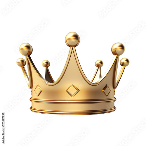 Close-up Royal Gold crown, isolated on transparent background