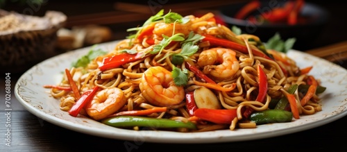 Vegetable Lo Mein with Shrimp and Tofu