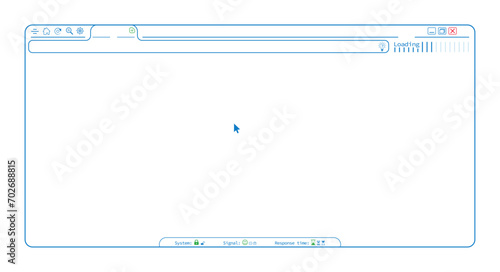Simple editable internet browser webpage, blank website template vector design. Editable lines web browser with web icons illustration. Homepage mockup background illustration. 