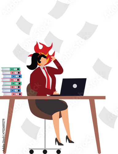 Distraught, Worried, After Work, Computer, Emotional Stress, Saleswoman, Businesswoman