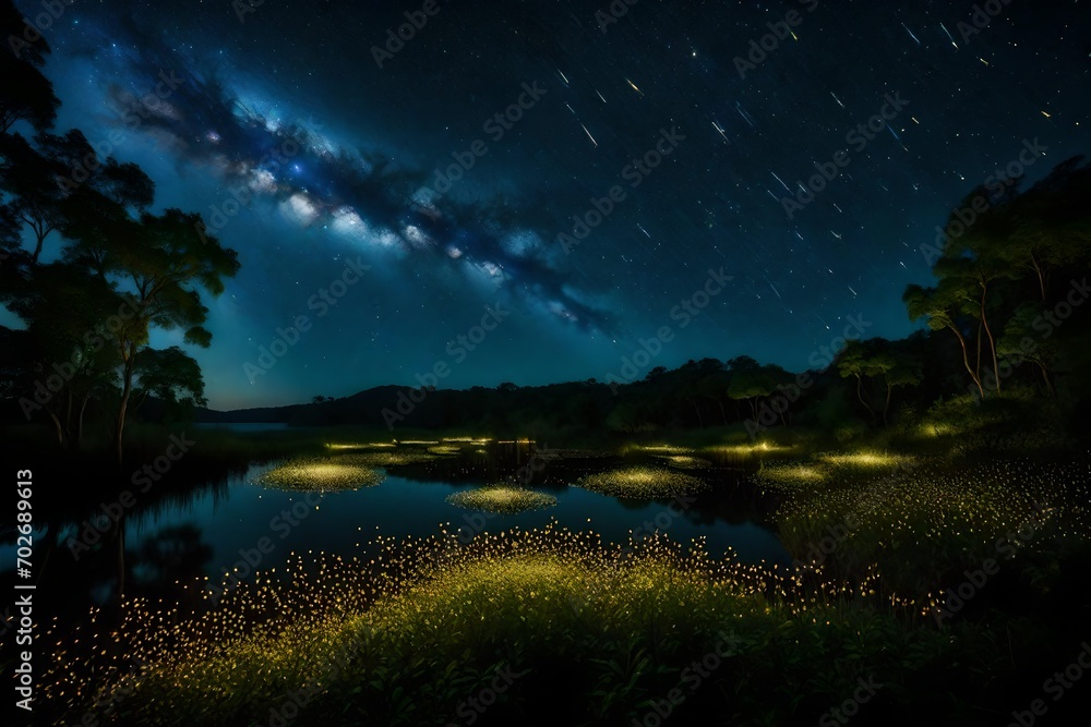 The mesmerizing dance of fireflies creating a magical glow under a ...
