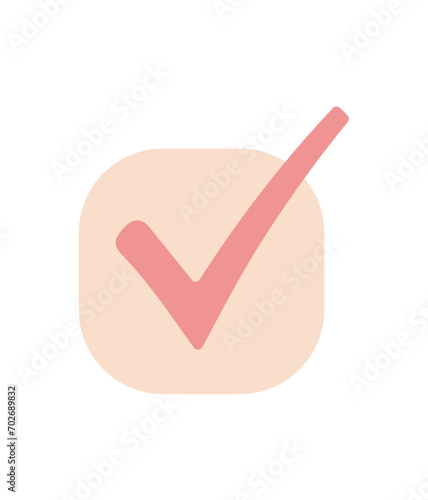 Business element of colorful set. In this clean and minimalistic illustration, a bold tick mark takes center stage against a pristine white background. Vector illustration.
