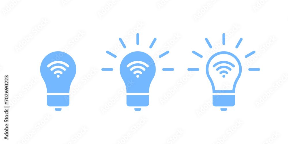 WiFi light bulb icons. Vector icons WiFi light bulb icons. Vector icons