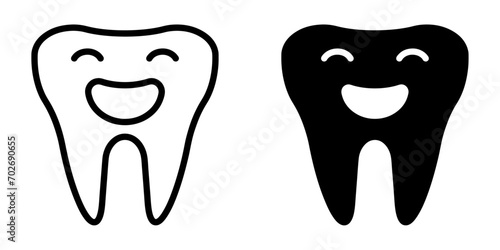 ofvs513 OutlineFilledVectorSign ofvs - happy smiling tooth vector icon . isolated transparent . black outline and filled version . AI 10 / EPS 10 / PNG . g11856