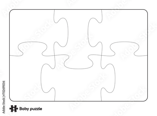 Vector baby puzzle template. 6 pieces. Isolated on white background