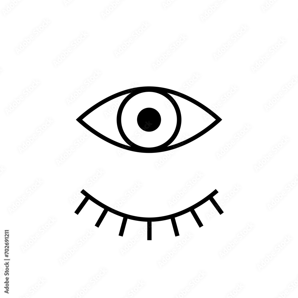 Obraz premium Eyes open and closed icon isolated on white background