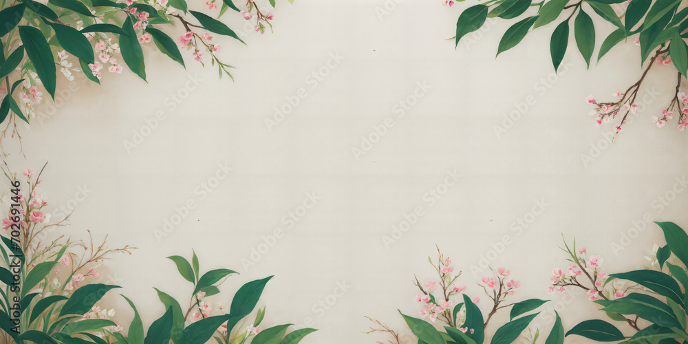 Floral banner arranged from leaves and flowers Floral banner arranged from leaves and flowers