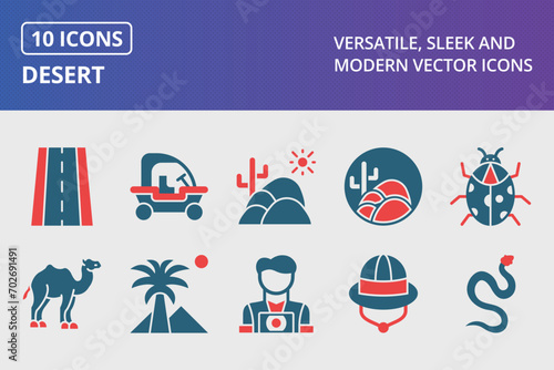 Desert Glyph Two Color Icons Set