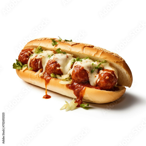 Meatball Sub isolated on white background