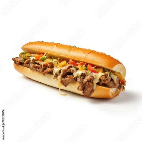 Philly Cheesesteak isolated on white background