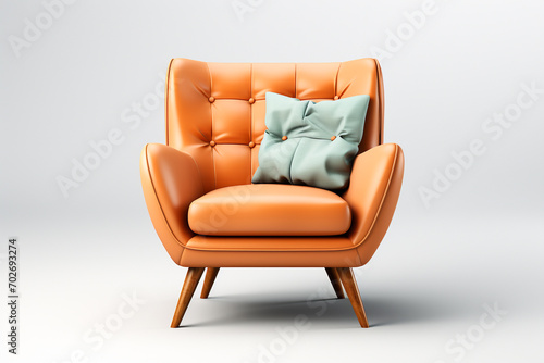 Armchair scene creator rendering for interior design or decoration projects on white background