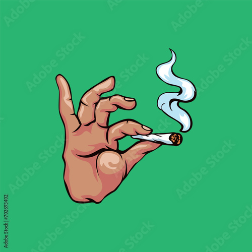 Quadro su tela hand holding a cigarette or blunt smoking
