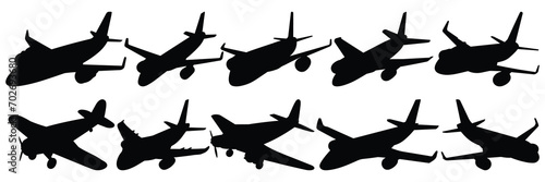 Plane silhouettes set, large pack of vector silhouette design, isolated white background