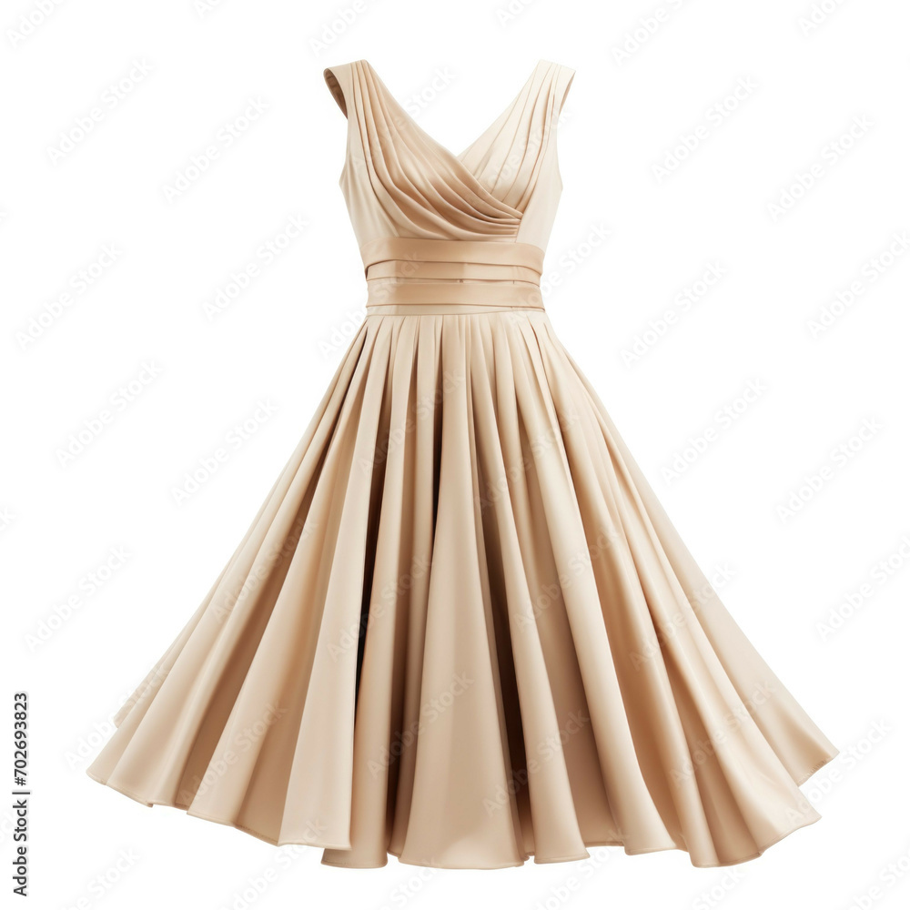 Beige Dress isolated on white background Beige Dress isolated on white background