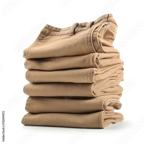 Beige Jeans isolated on white background