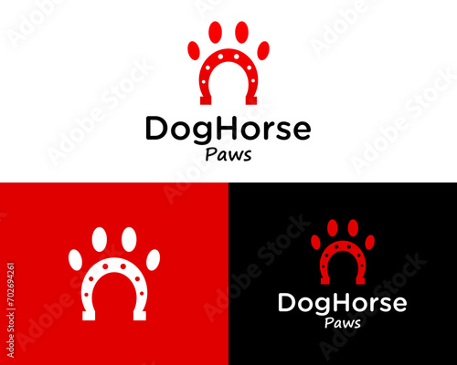 Graphics of horseshoes and dog hooves logo design.

