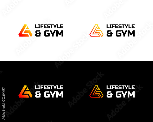 LG letters monogram bold triangle powerful gym fitness logo design.